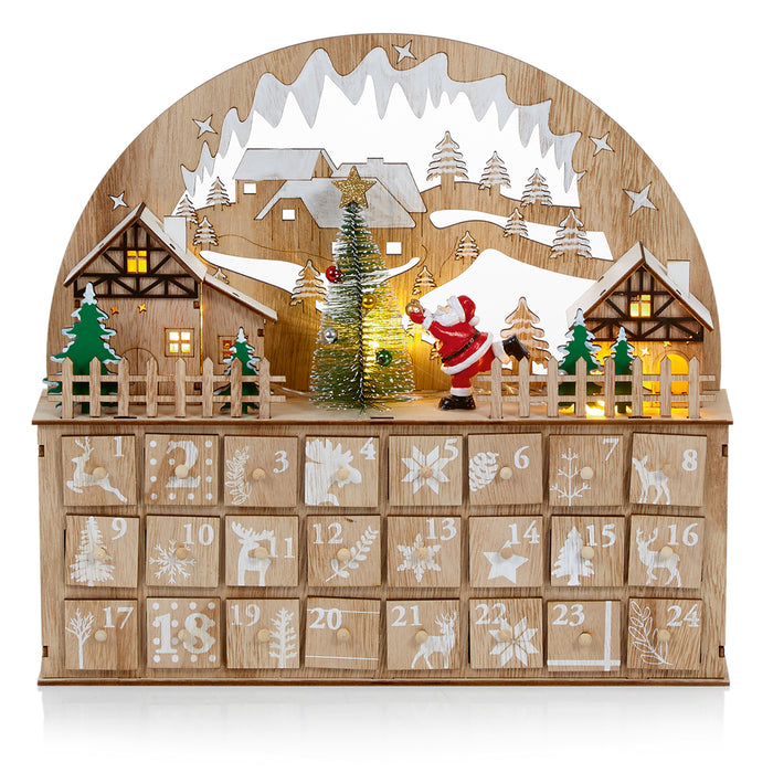 Premier Wooden Advent Calendar - Santa Scene (32cm)
