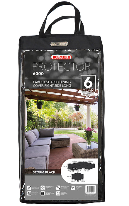 Bosmere Protector 6000 Large L Shaped Dining Cover Right Side Long - Storm Black