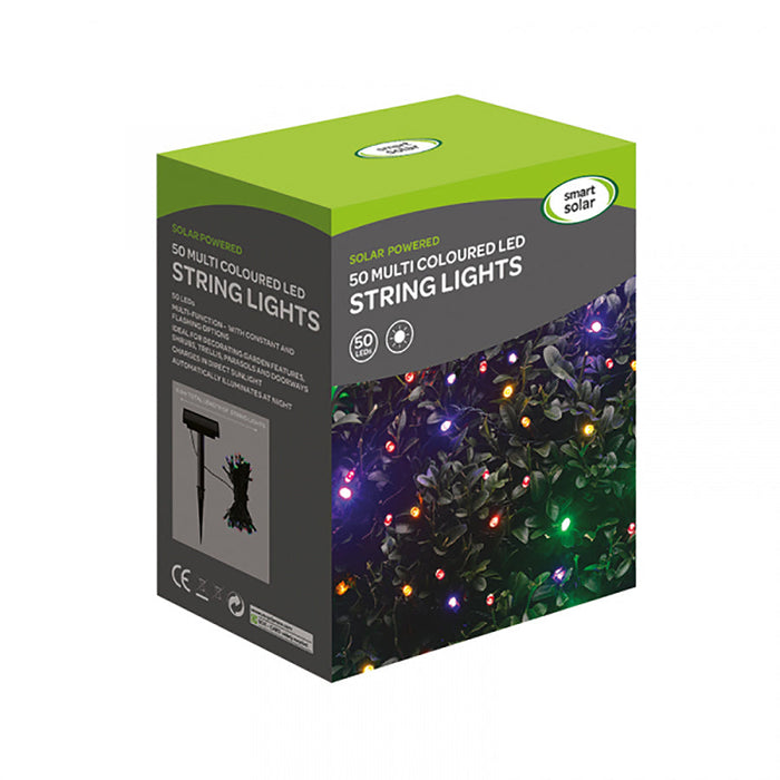 Smart Solar String Lights - 50 Multi Coloured LED