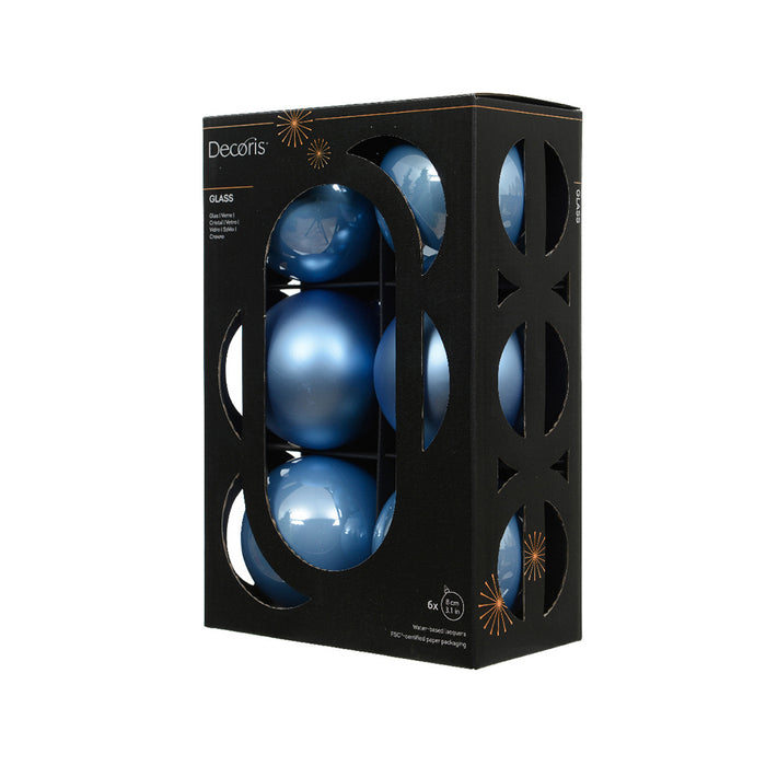 Kaemingk Shiny Glass Bauble – Sky Blue, Plastic-Free (Dia.8Cm)