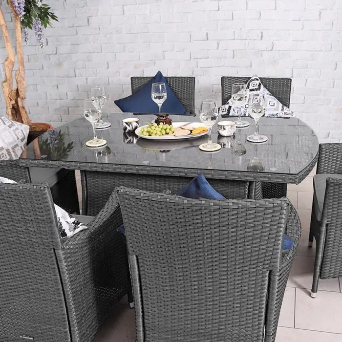 AMIR Royalcraft Nevada Grey 6 Seater KD Rectangular Dining Set