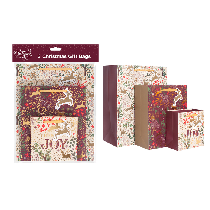RSW Burgundy Joy Gift Bags Pack Of 3