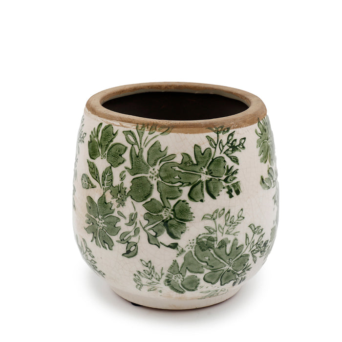 Sifcon 16X14.5Cm Green Floral Planter