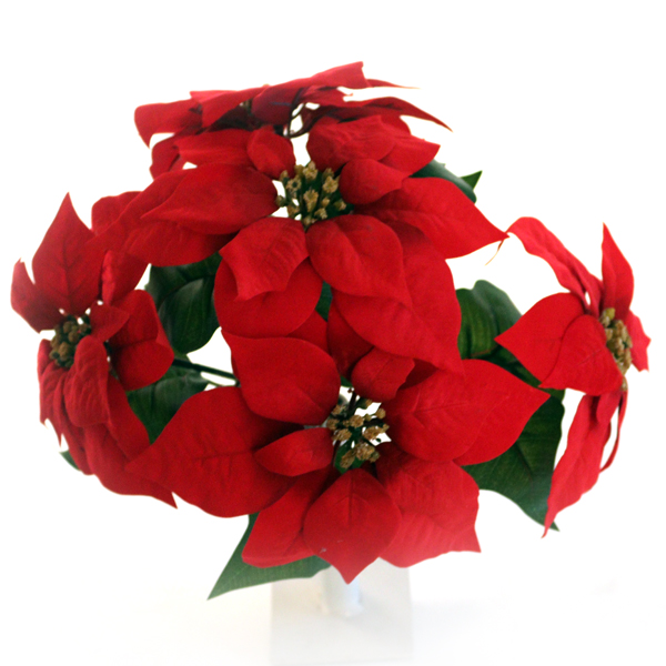Jeno Floral Velvet Poinsettia Bush x 5 RED