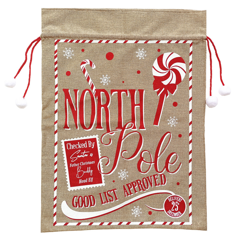 SHATCHI 60x78cm North Pole Christmas Sack - Large Santa Gift Sack