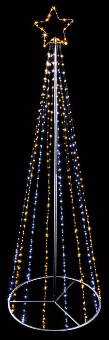 Premier 2.5M Black Pin Wire Pyramid Tree With Top Star 889 White-Warmwhite LED