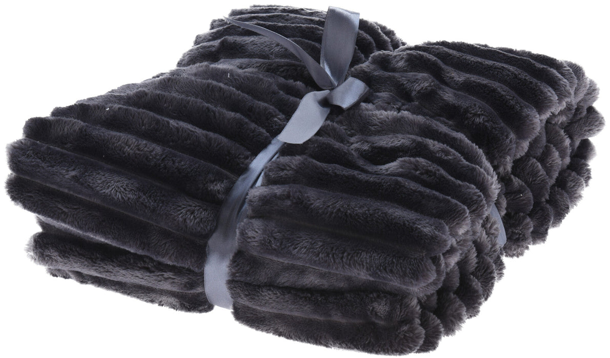 Ribbed Jumbo Plaid 100% Polyester Colour Petrol