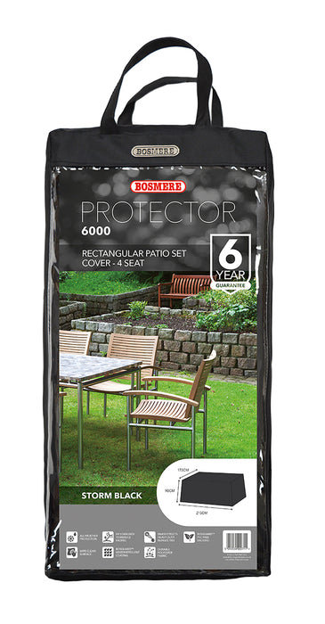 Bosmere Protector 6000 4 Seat Rectangular Patio Set Cover - Storm Black