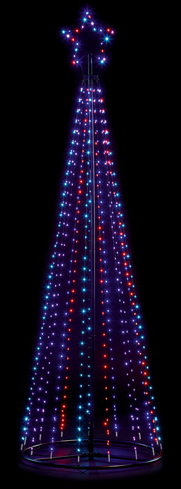 Premier 2.5M Black Pin Wire Pyramid Tree With Top Star 889 Rbw LED
