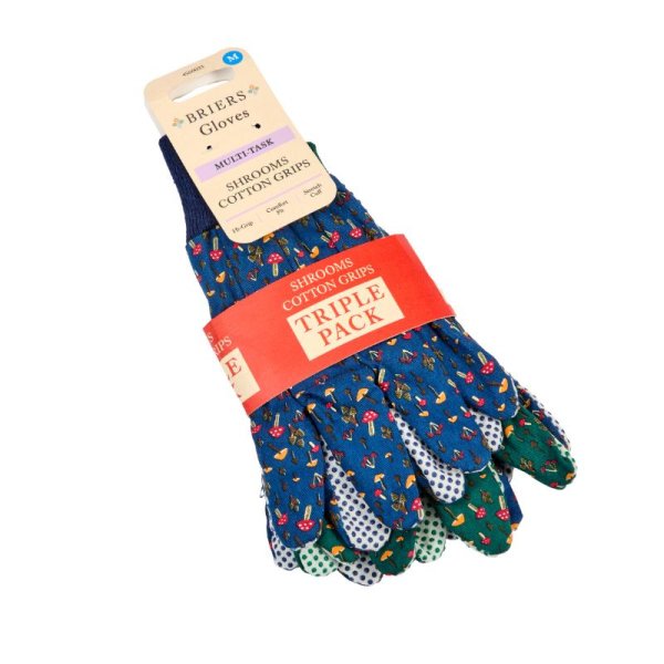 Briers Cotton Grips - Mushrooms Triple Pack Med / Size 8