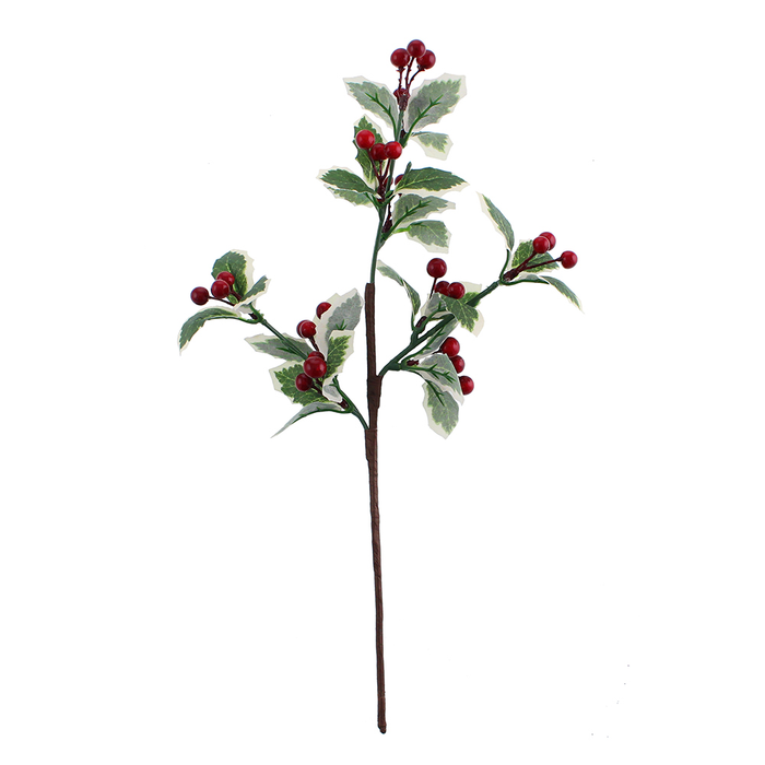 Sage Décor  Holly Spray With Berries 34Cm