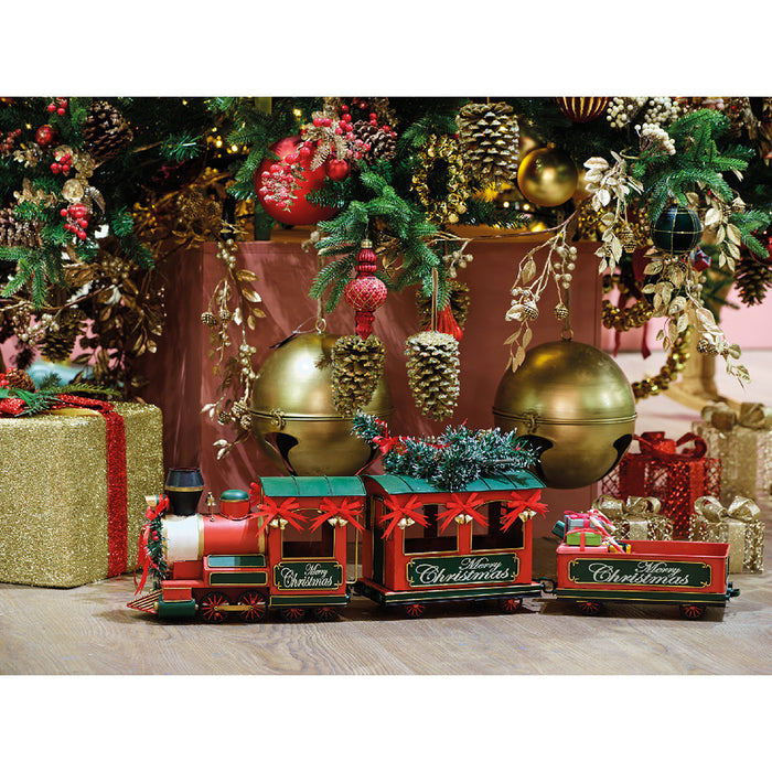 Kaemingk Iron Train - Tree Gifts & Berries (L.92Cm X W.16.3Cm X H.30Cm)