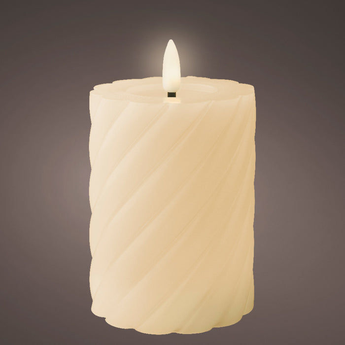 Kaemingk LED Wick Twisted Cream Candle (12.3cm)