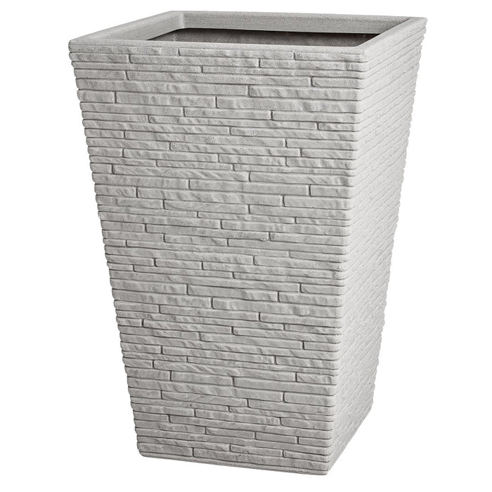 Strata Tall Slate Planter - White Granite