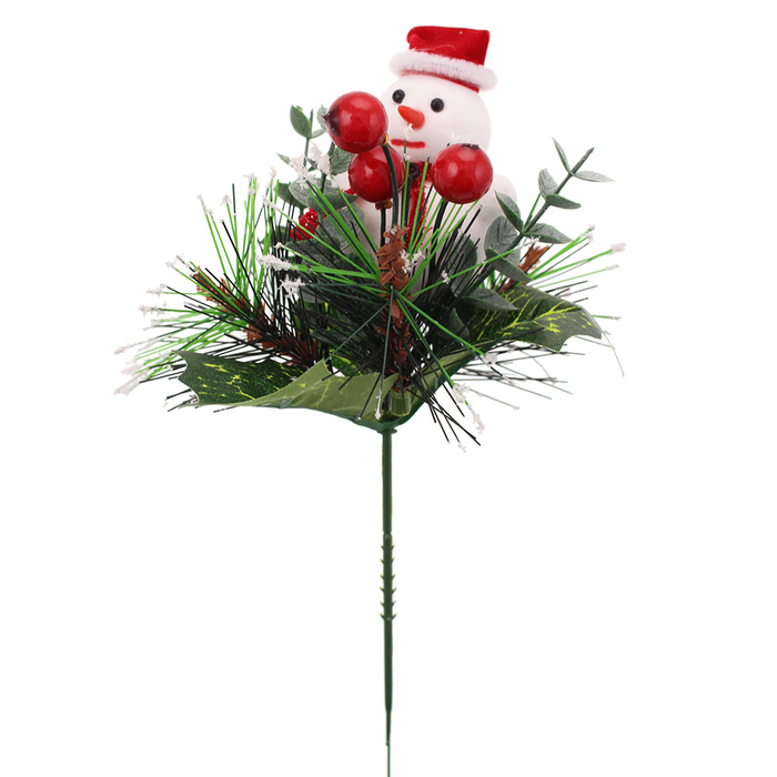 Sage Décor  Pine Berry Snowman Pick 24Cm