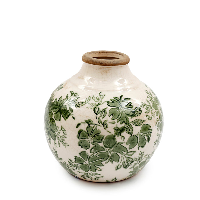 Sifcon 17X17Cm Green Floral Vase