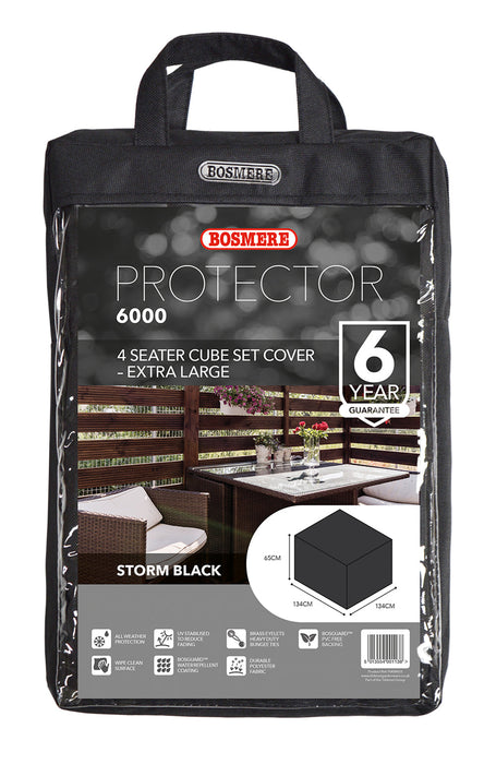 Bosmere Protector 6000 4 Seater Cube Set Cover Extra Large - Storm Black