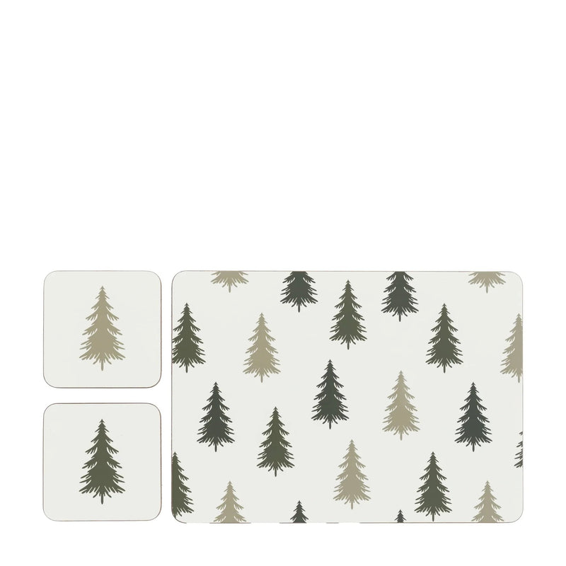 Gallery Woodland Trees Placemat & Coaster Set (4pk) Natural