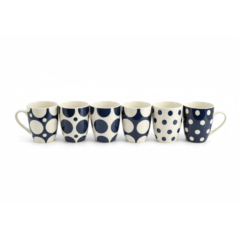 Allied Imports Navy Spot Mugs – Set of 6