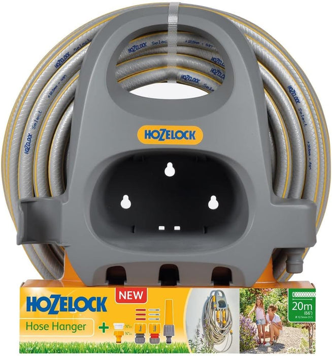 Hozelock Hose Hanger With 20M Hose & Fittings Set