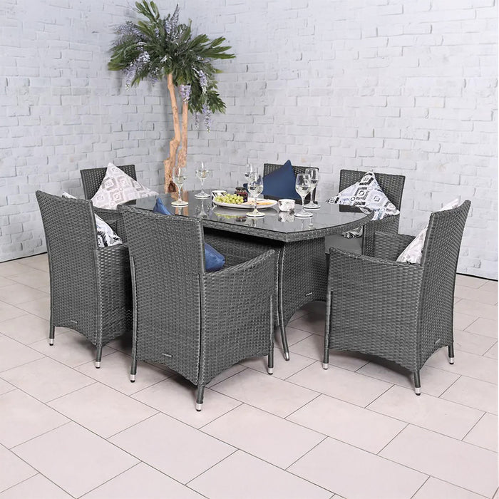 AMIR Royalcraft Nevada Grey 6 Seater KD Rectangular Dining Set