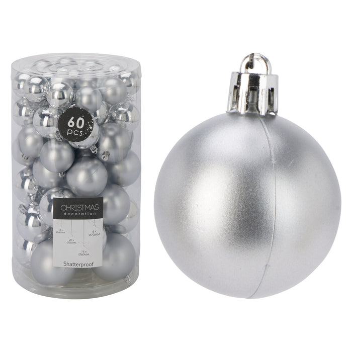 Koopman Xmas Balls Set 60Pcs Silver