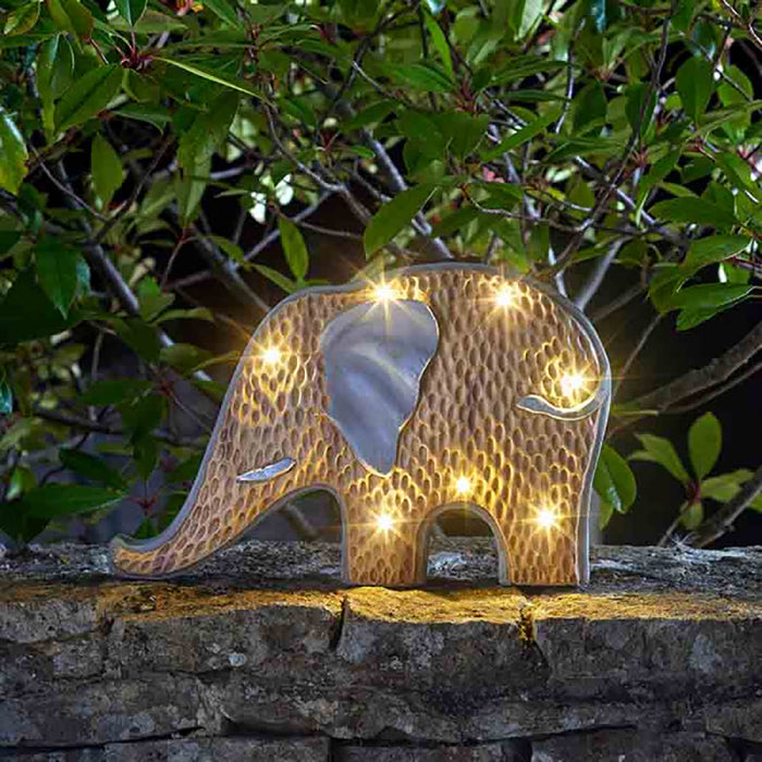 Smart Solar Woodstone In-Lit Elephant