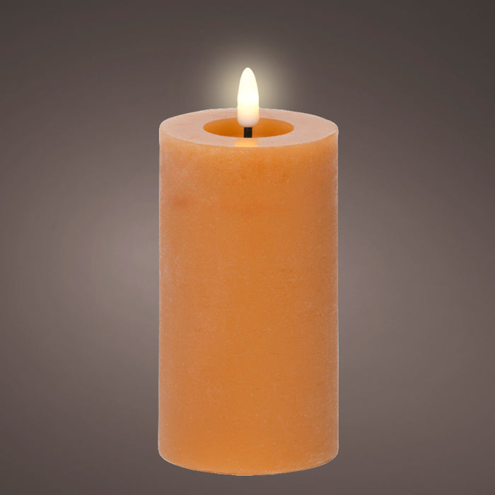 Kaemingk LED Candle – Flat Top, Orange/Warm White (Dia.7 X H.15Cm)
