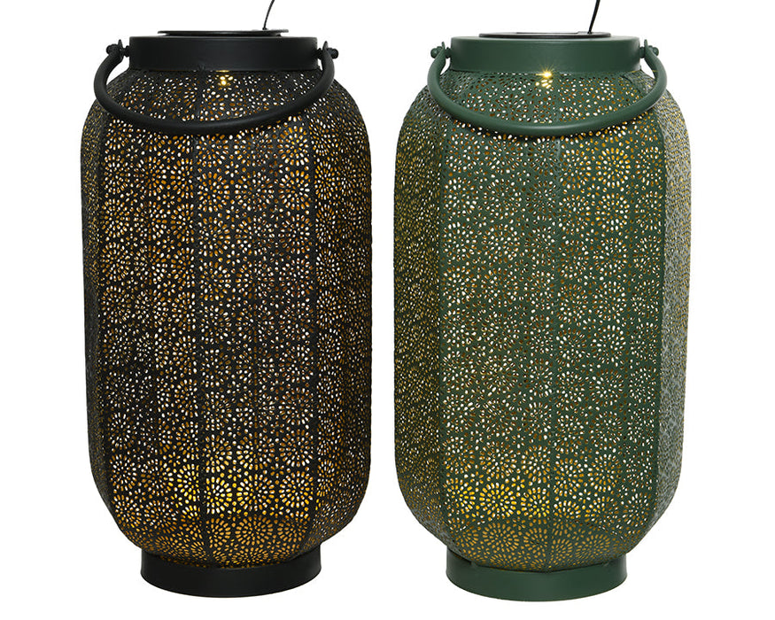 Kaemingk Majestic Cylinder Metal Solar Lantern Black & Gold