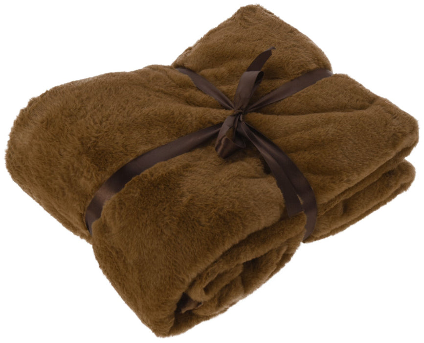 Blanket Polyster Front Faux Rabbit Fur Colour Brown