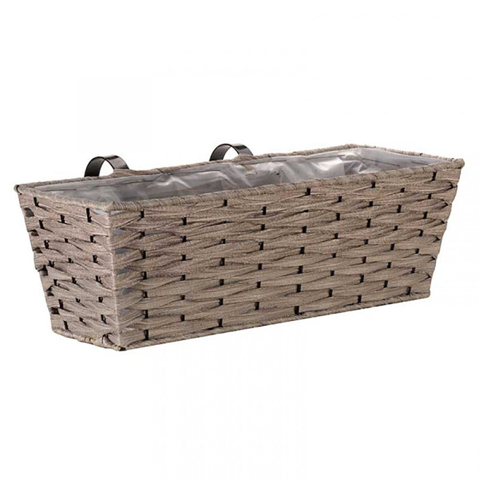 SmartGarden 19” Bari Faux Rattan Planter - Soft Grey
