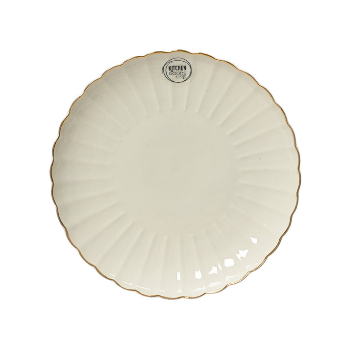 Kaemingk White Porcelain Plate – Gold Rim (Dia.26.6 X H.3.3Cm)
