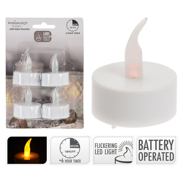 Koopman Tealight With LED Set Of 4Pcs