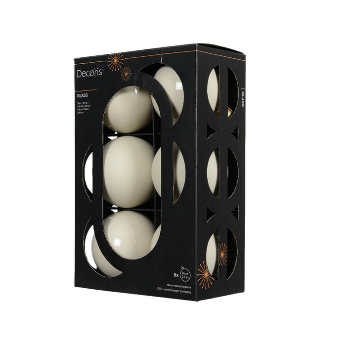 Kaemingk Glass Bauble – Wool White, Plastic-Free (Dia.8Cm)