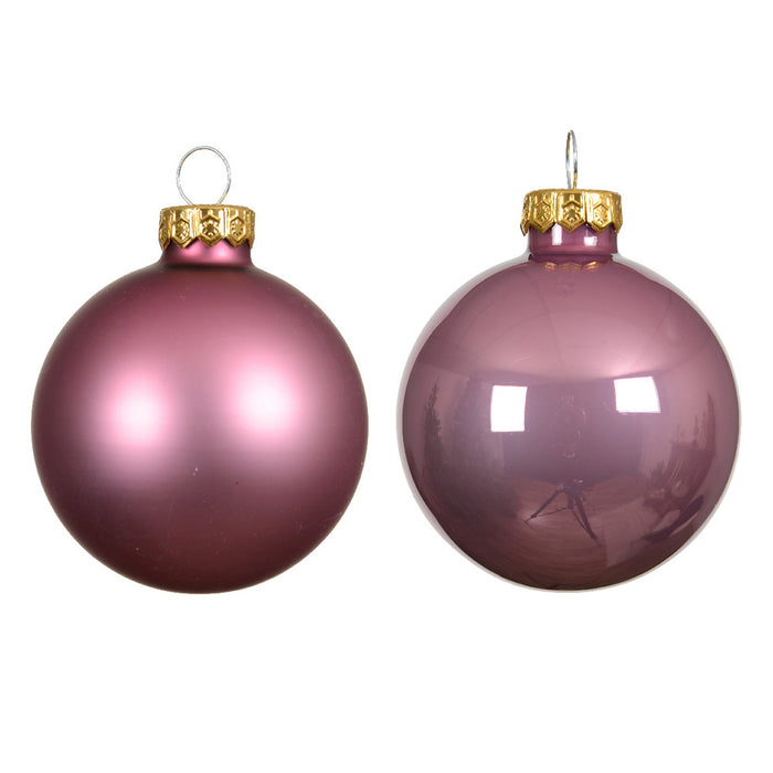 Kaemingk Baubles Glass Enamel - Matt Set Vintage Pink (Dia.8Cm)