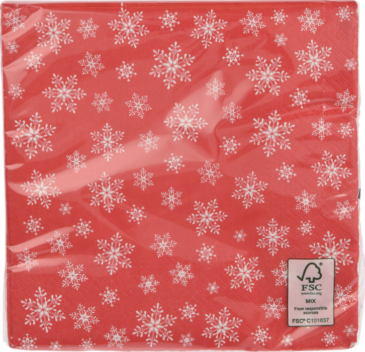 Koopman Red Paper Napkins Snowflakes Motif Design 16 Pieces Disposable