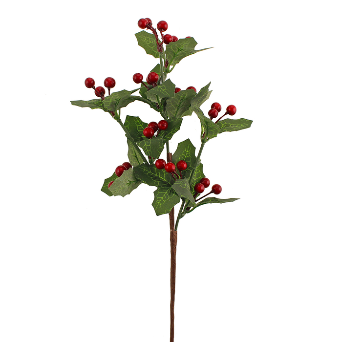 Sage Décor  Holly Spray With Berries 34Cm