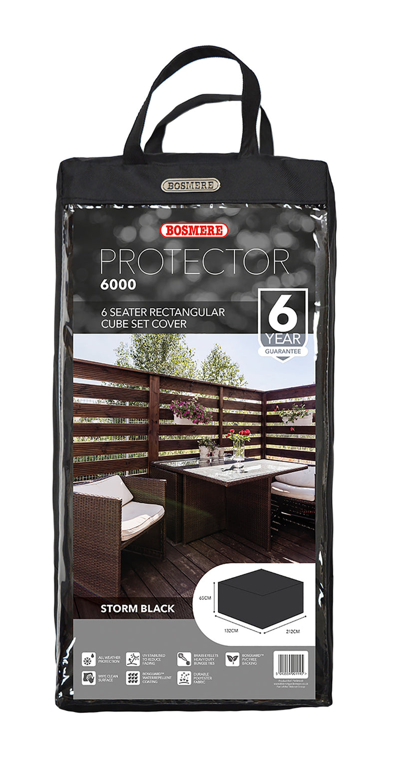 Bosmere Protector 6000 6 Seat Rectangular Cube Set Cover - Storm Black