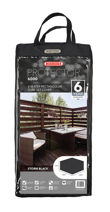 Bosmere Protector 6000 6 Seat Rectangular Cube Set Cover - Storm Black