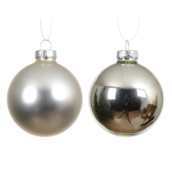 Kaemingk Shiny Glass Bauble – Silver, Plastic-Free (Dia.8Cm)