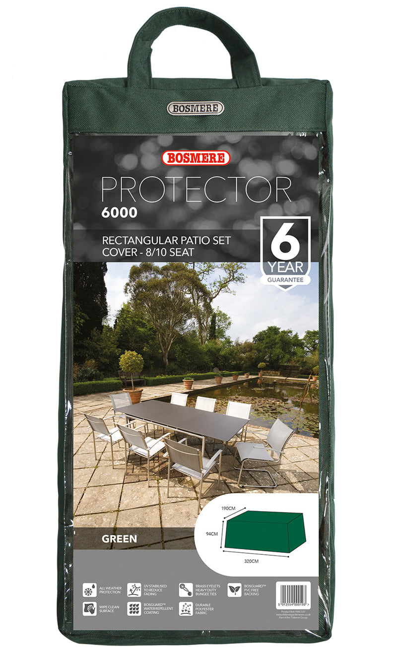 Bosmere Protector 6000 8/10 Seat Rectangular Patio Set Cover - Green