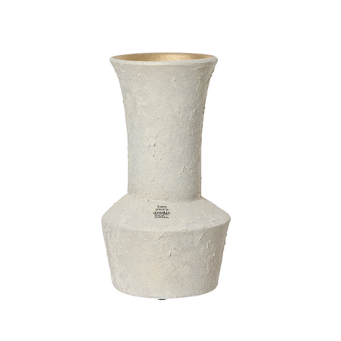 Kaemingk Terracotta Vase – Off-White, Gold Glitter Lining (Dia.16 X H.30Cm)
