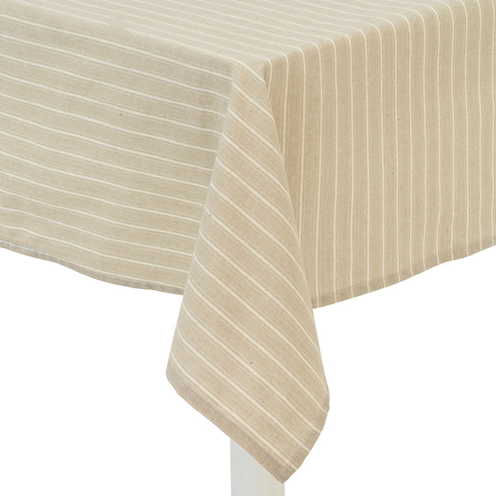 Kaemingk Beige Cotton Tablecloth Striped (L.140cm X W.180cm)