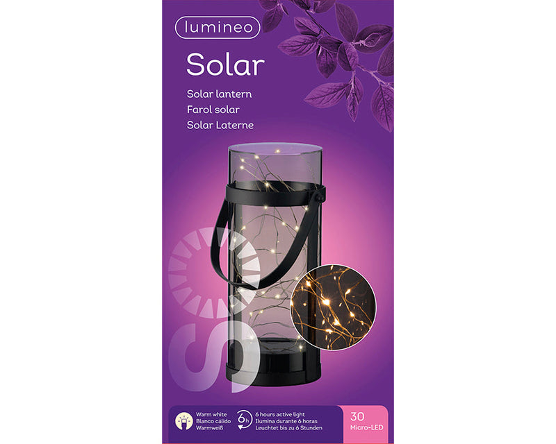 Kaemingk Virtus Solar Lantern Acrylic H23.5cm Grey