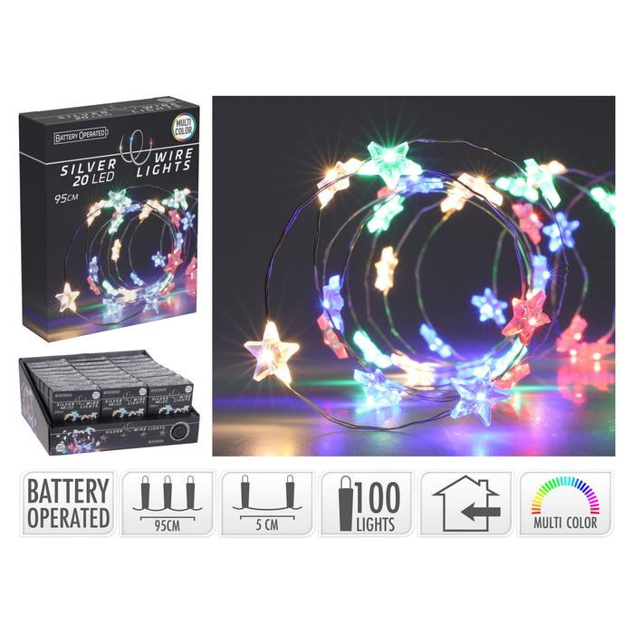 Koopman Silver Wire Star 40 LED Multi C
