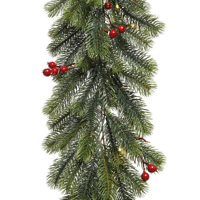KMG Chippewa LED Garland w/Berries B.O. 180cm