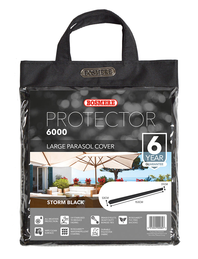 Bosmere Protector 6000 Large Parasol Cover - Storm Black