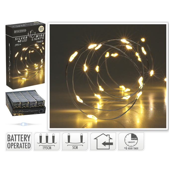 Koopman Silver Wire Lights 40 LED