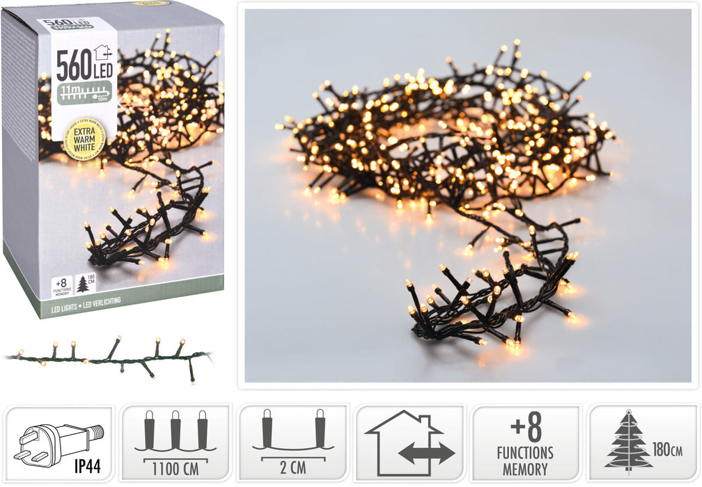 Koopman 560 Extra Warm White LED Snake Lights With Bs Plug