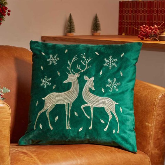 Smart Garden Reindeer Cushion - Emerald